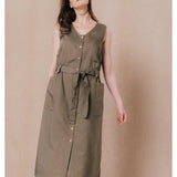 Robe longue boutonnée et ceinturée Camila - Kaki - C'EST BEAU LA VIE !