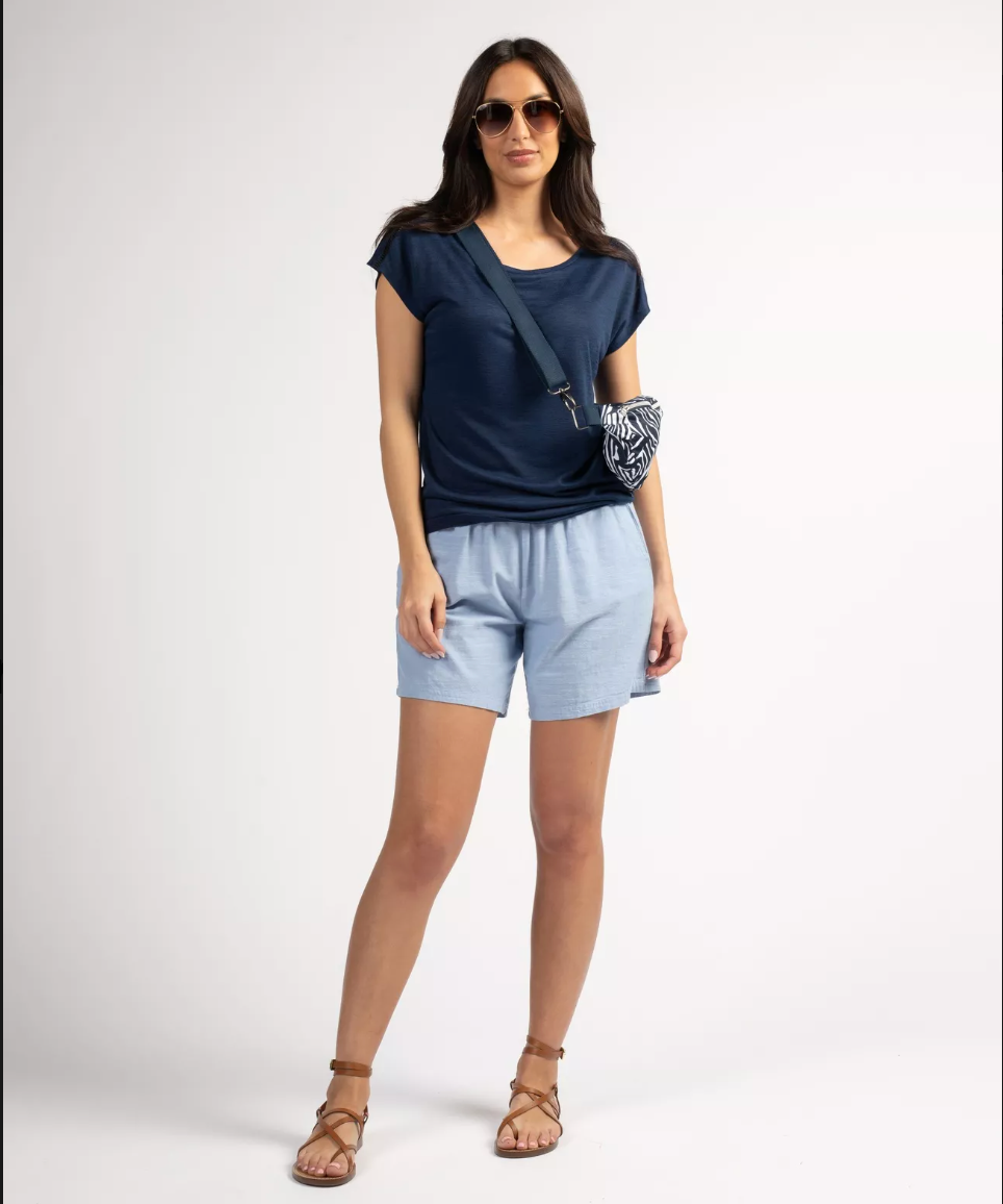 T-shirt uni femme Pikin - Bleu marine - Sun Valley femme