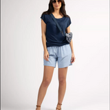 T-shirt uni femme Pikin - Bleu marine - Sun Valley femme