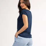 T-shirt uni femme Pikin - Bleu marine - Sun Valley femme