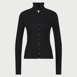 Cardigan ajusté col haut boutonné Alida - Noir - FABIENNE CHAPOT
