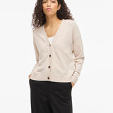 VILA - Men's V-neck knit cardigan - Super Light Natural Melan