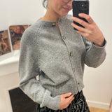 Sanders long-sleeved buttoned cardigan in wool blend - Grey - GRACE & MILA
