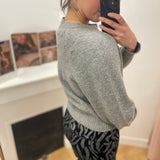 Sanders long-sleeved buttoned cardigan in wool blend - Grey - GRACE & MILA