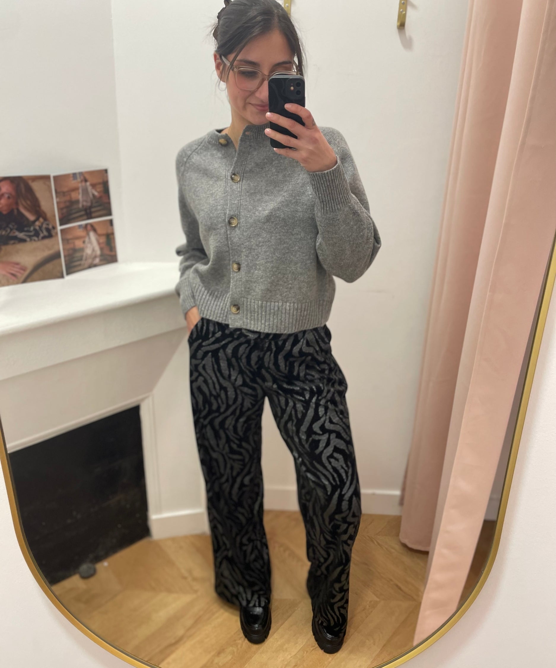 Pantalon fluide large imprimé zèbre Carmela - Noir - VILA