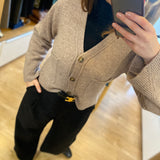 Cardigan cachemire court duveteux Galiega - Taupe - SUNCOO