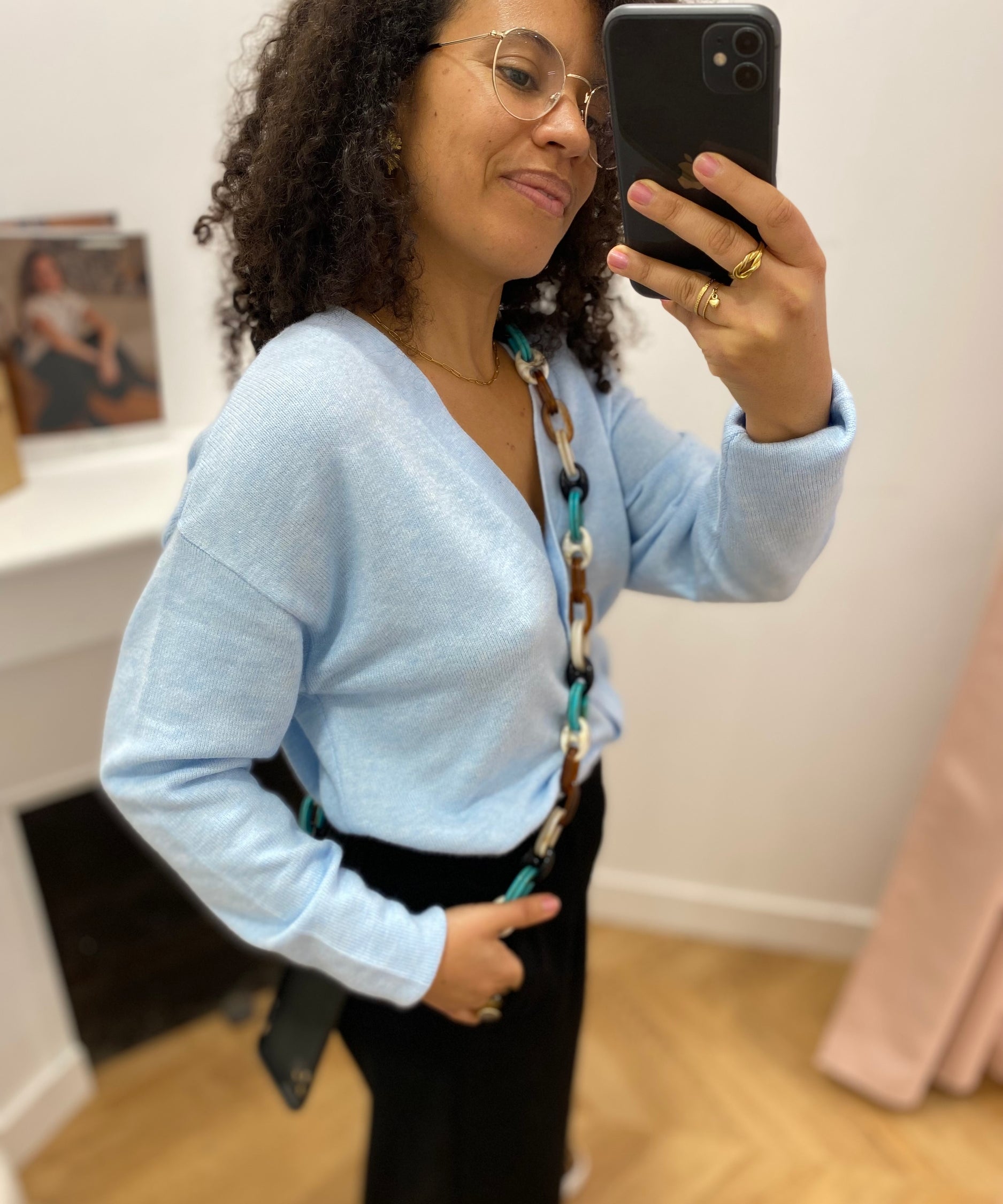 Cardigan col V en maille Viril - Nantucket Breeze - VILA