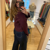 Cardigan court bordeaux tricot poches plaquées femme - Aubergine - IKKS