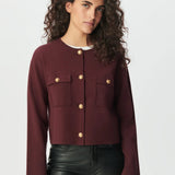 Cardigan court bordeaux tricot poches plaquées femme - Aubergine - IKKS