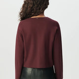 Cardigan court bordeaux tricot poches plaquées femme - Aubergine - IKKS