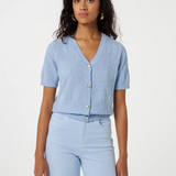 Maddy Short Sleeve Cardigan - Light Blue - FABIENNE CHAPOT