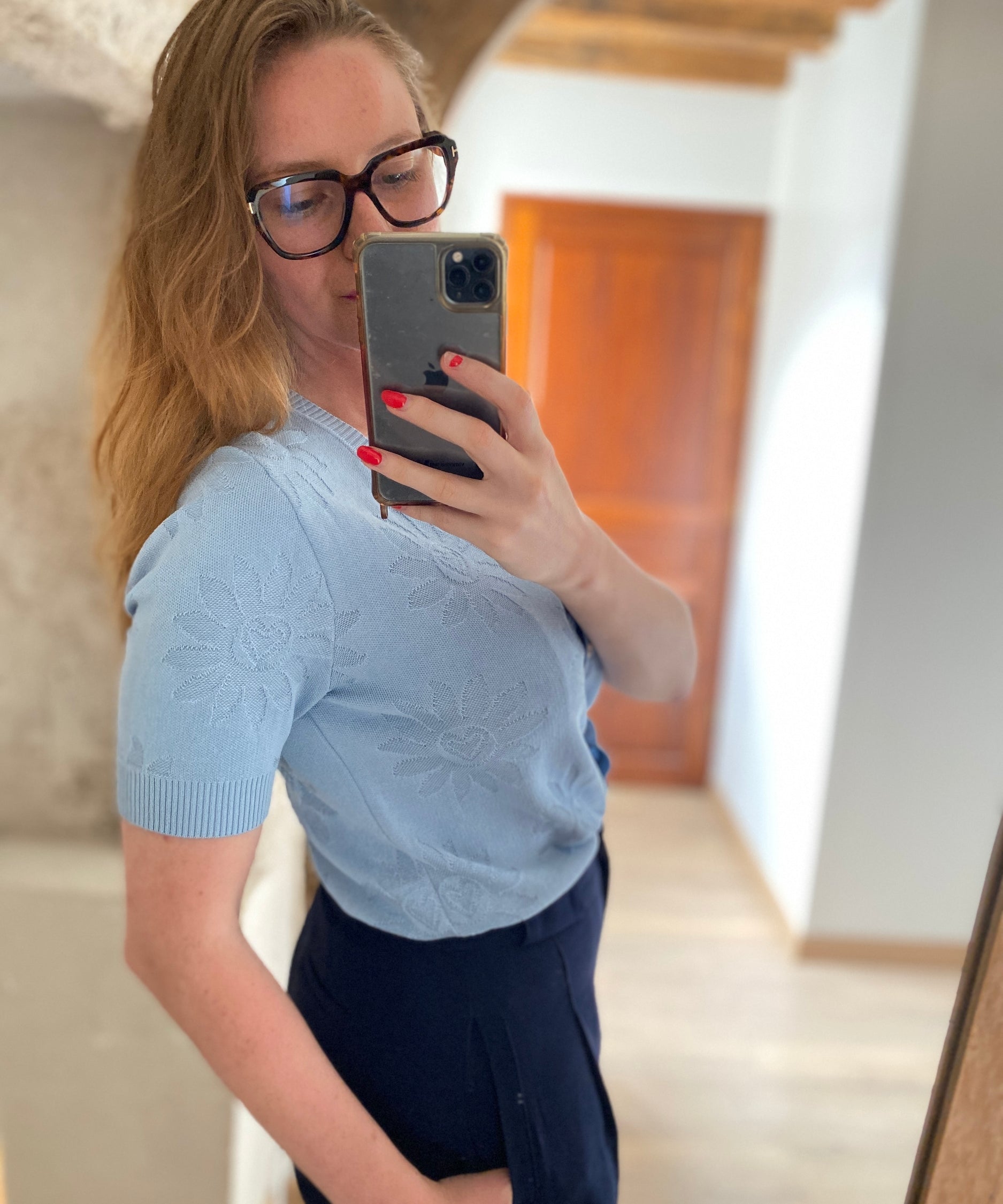 Cardigan manches courtes Maddy - Bleu clair - FABIENNE CHAPOT