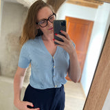 Maddy Short Sleeve Cardigan - Light Blue - FABIENNE CHAPOT