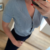 Maddy Short Sleeve Cardigan - Light Blue - FABIENNE CHAPOT