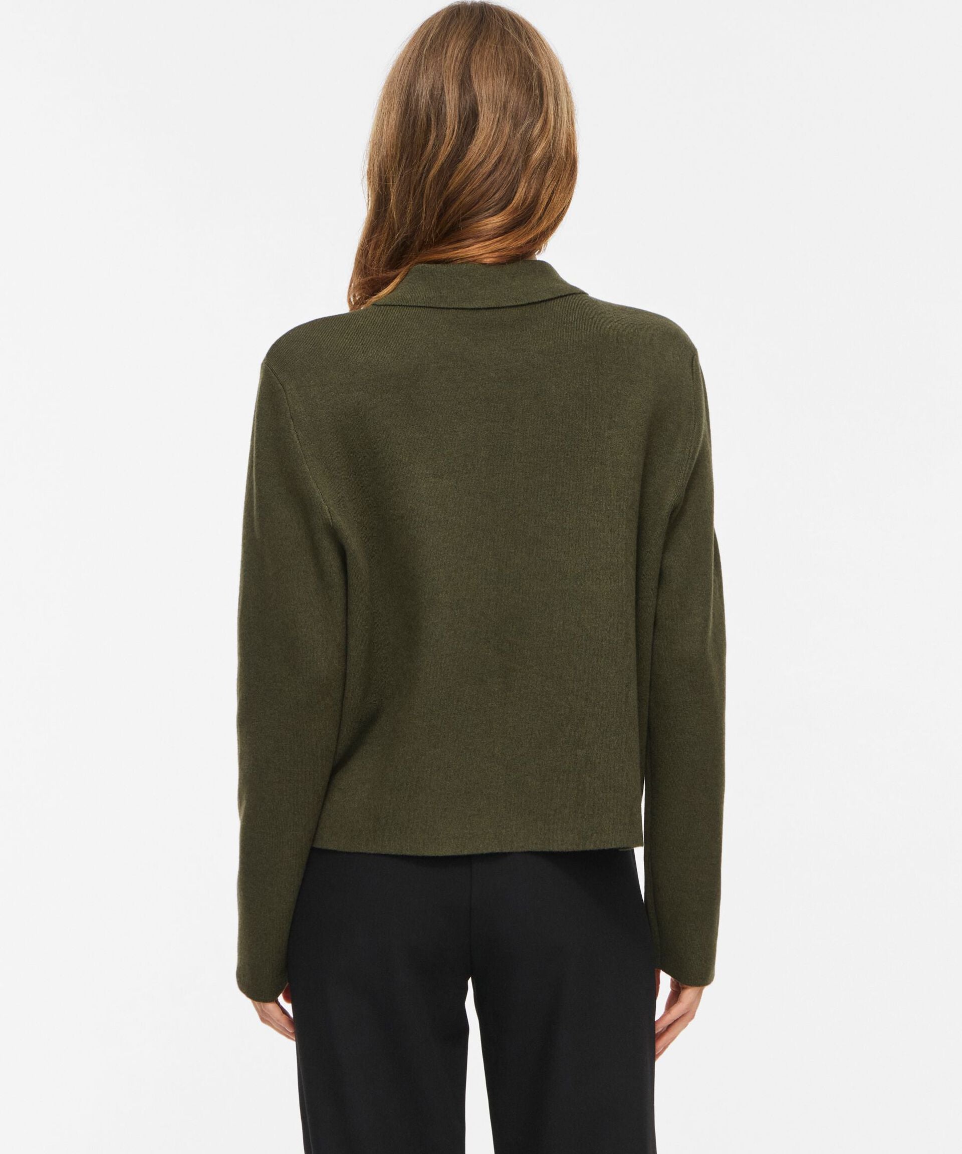 Cardigan Vigabe VILA kaki Forest Night porté – vue de dos