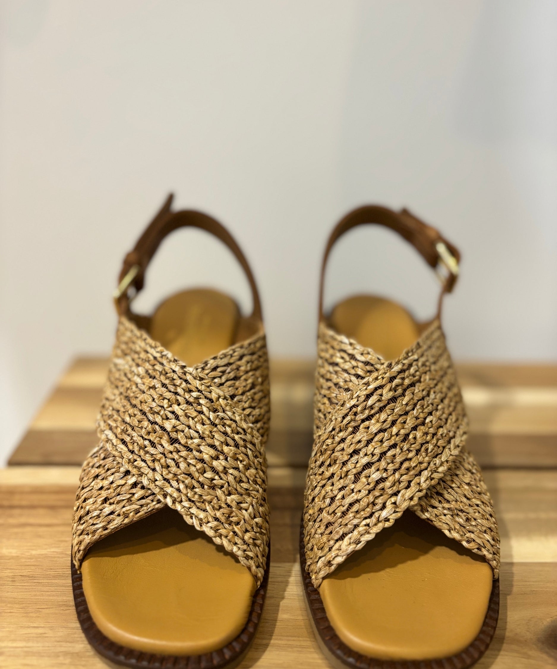 Talon carré tissées brides Catalina - Beige - SCHMOOVE