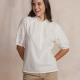 Chemise femme brodée manches 3/4 Fadiacha - Arctique - TBS Femme
