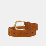 Ceinture en cuir Cœur découpée - Caramel - FABIENNE CHAPOT