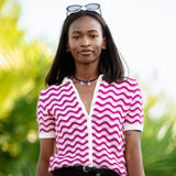 Cardigan en crochet Caro - Rose - FABIENNE CHAPOT