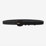 Ceinture SCOTLAND GRACE & MILA noire – vue de face avec boucle recouverte