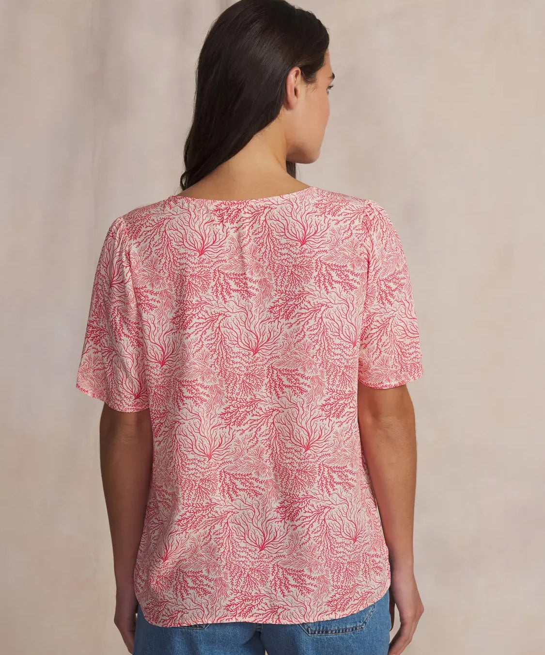 Chemise imprimée coraux marins Habbycha - Ecru - TBS FEMME
