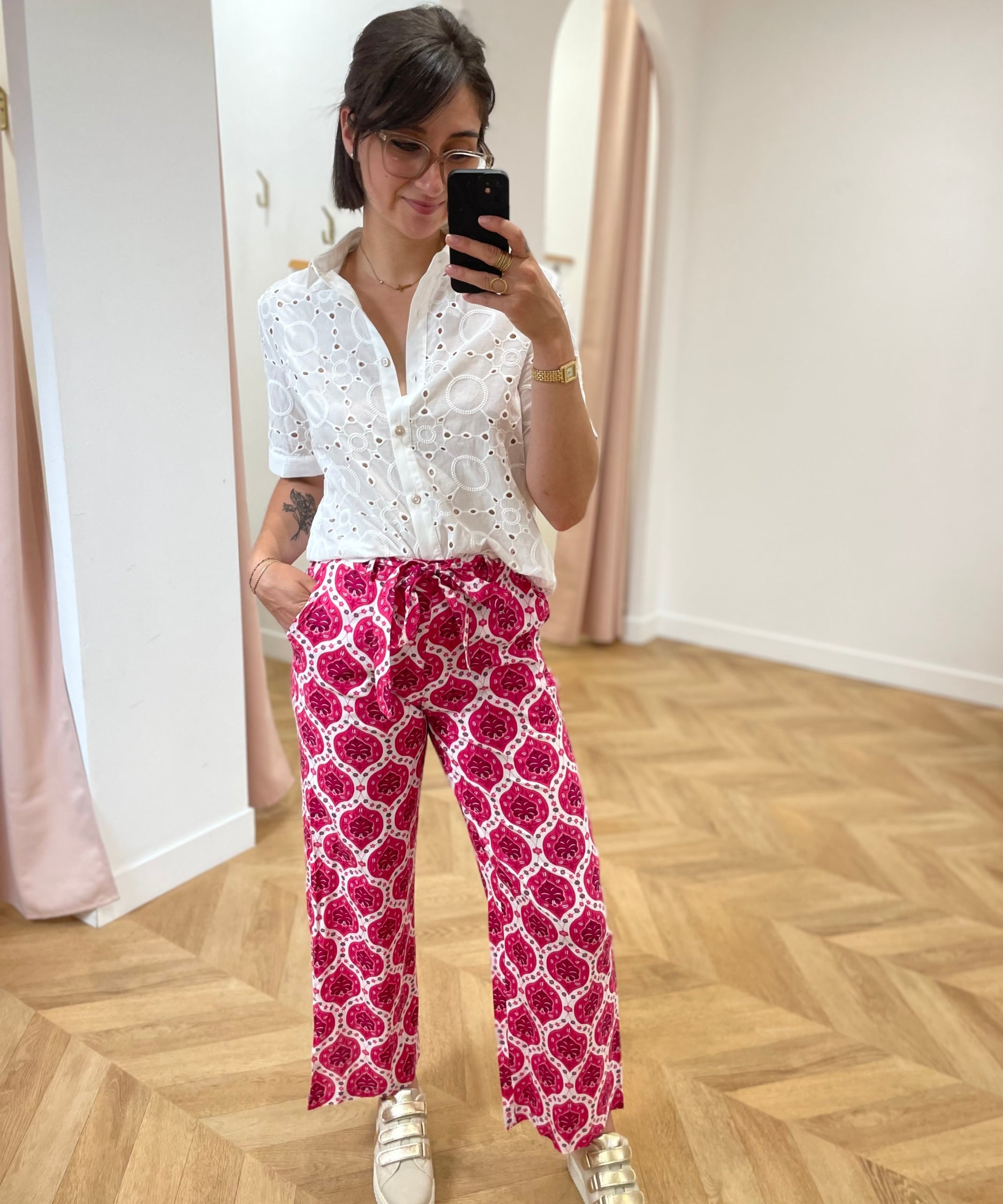 Pantalon fluide imprimé Bloom - Framboise - C'EST BEAU LA VIE