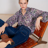 Blouse lavallière fluide imprimé liberty Leony - mauve - SUNCOO