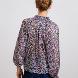 Blouse lavallière fluide imprimé liberty Leony - mauve - SUNCOO