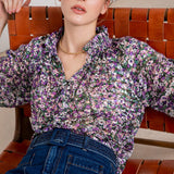 Blouse lavallière fluide imprimé liberty Leony - mauve - SUNCOO