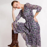 Robe boutonnée imprimé liberty Caliste - mauve - SUNCOO