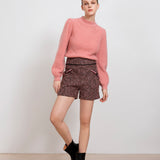 Short taille haute en tweed fantaisie Ben - rouge - SUNCOO