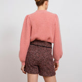 Short taille haute en tweed fantaisie Ben - rouge - SUNCOO