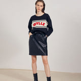 Jupe courte taille haute en cuir vegan - Noir - Suncoo