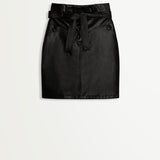 Jupe courte taille haute en cuir vegan - Noir - Suncoo