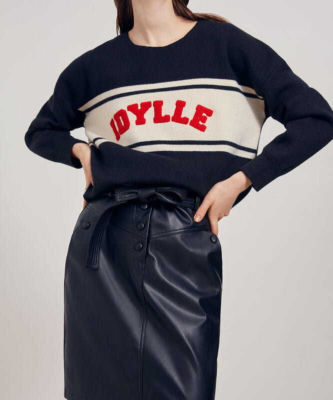 Jupe courte taille haute en cuir vegan - Noir - Suncoo