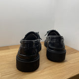 Chaussure bateau en cuir Python - Noir - TBS FEMME