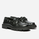 Chaussure bateau en cuir Python - Noir - TBS FEMME