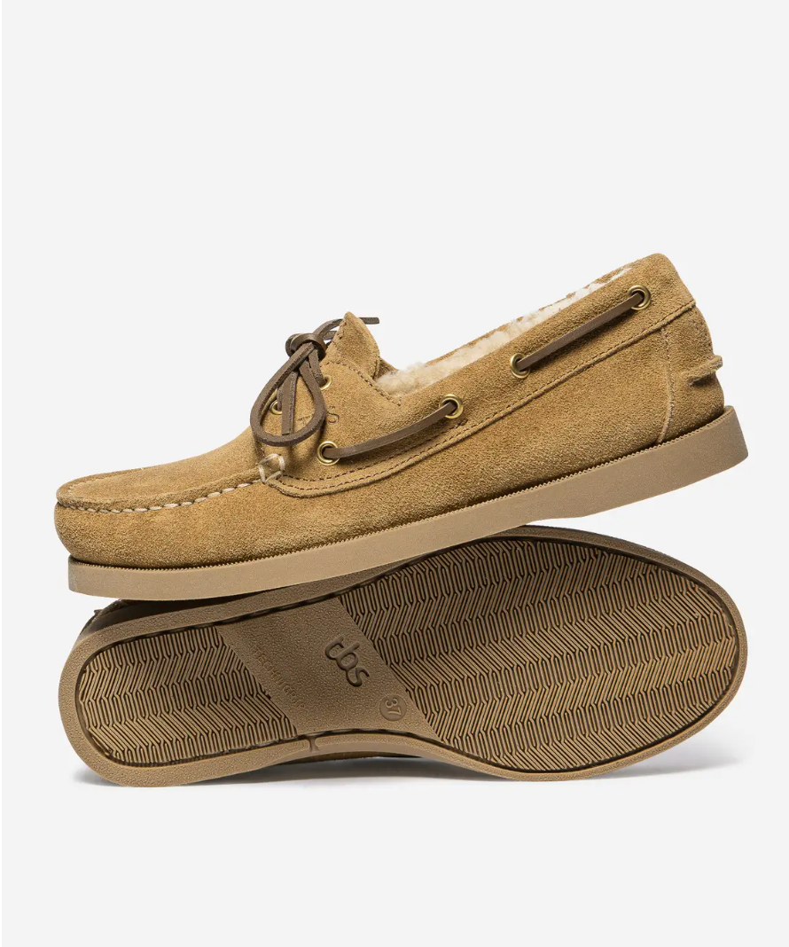 Chaussure bateau PHERINA TBS cognac avec semelle extérieure en caoutchouc
