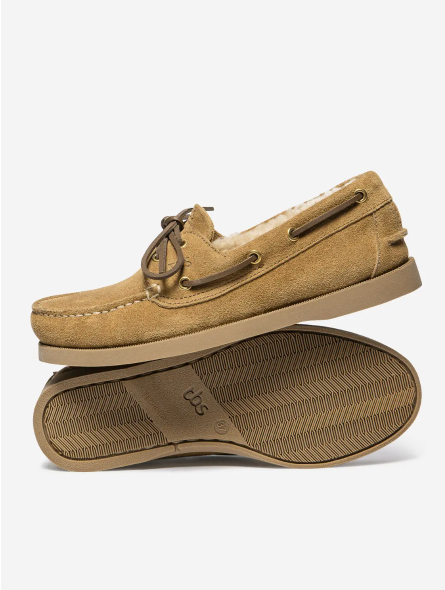 Chaussure bateau PHERINA TBS cognac avec semelle extérieure en caoutchouc