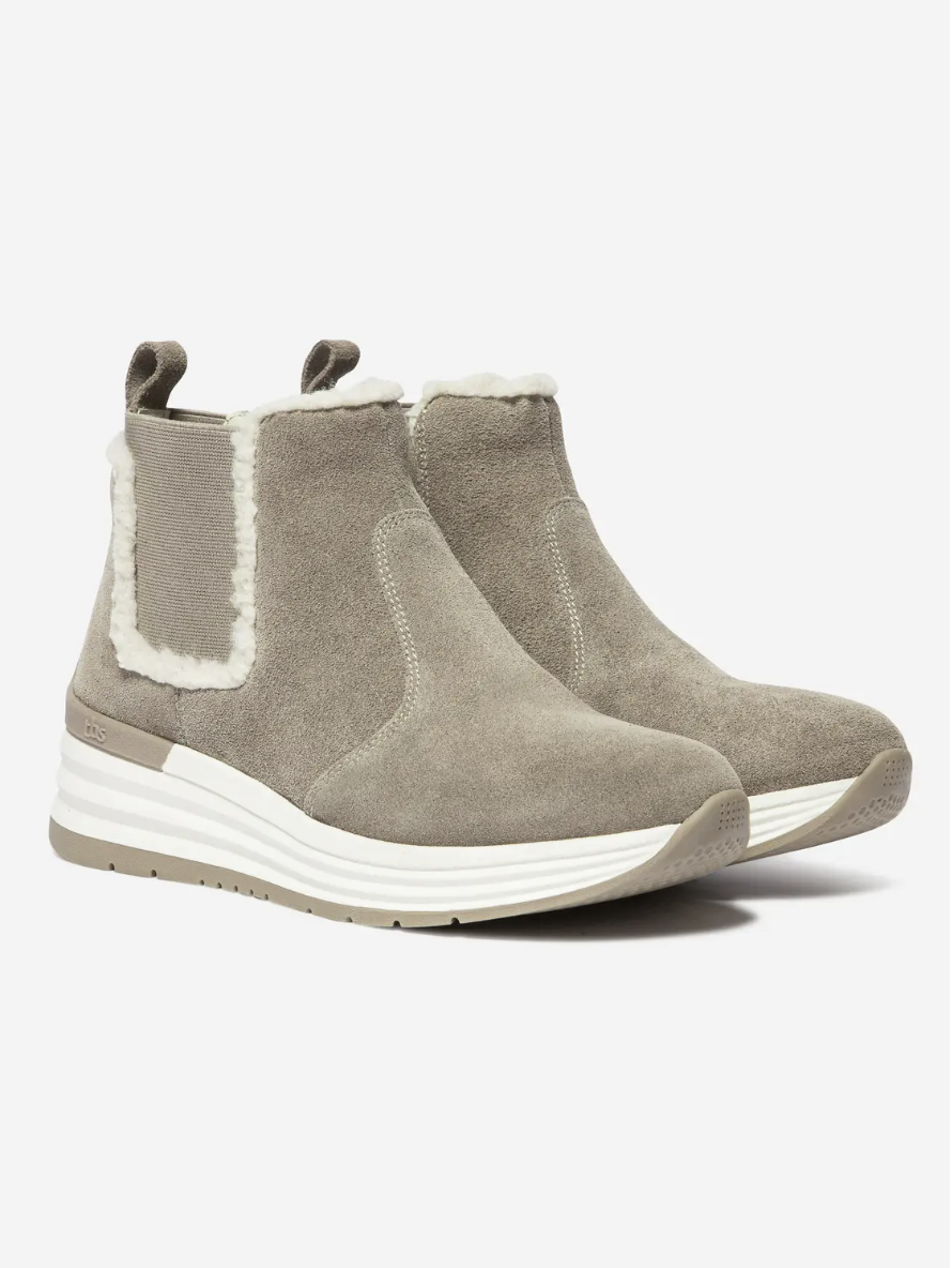 Bottines Chelsea femme Temarie TBS taupe et beige en cuir velours