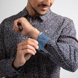 Chemise Adamsa avec micro-imprimé - Marine foncé - Sun Valley homme