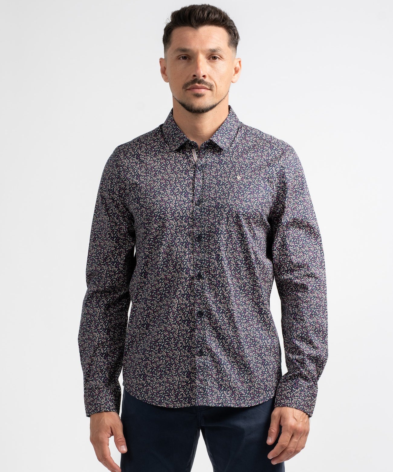 Chemise Adamsa avec micro-imprimé - Marine foncé - Sun Valley homme