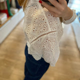 Chemise ajourée en broderie anglaise - Blanche - IKKS WOMEN