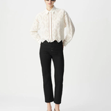 Chemise ajourée en broderie anglaise - Blanche - IKKS WOMEN