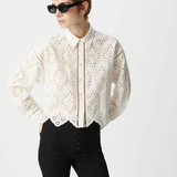 Chemise ajourée en broderie anglaise - Blanche - IKKS WOMEN