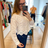 Chemise ajourée en broderie anglaise - Blanche - IKKS WOMEN