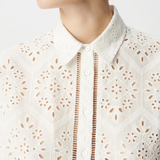 Chemise ajourée en broderie anglaise - Blanche - IKKS WOMEN