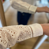 Chemise ajourée en broderie anglaise - Blanche - IKKS WOMEN