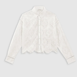 Chemise ajourée en broderie anglaise - Blanche - IKKS WOMEN