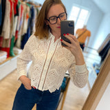 Chemise ajourée en broderie anglaise - Blanche - IKKS WOMEN